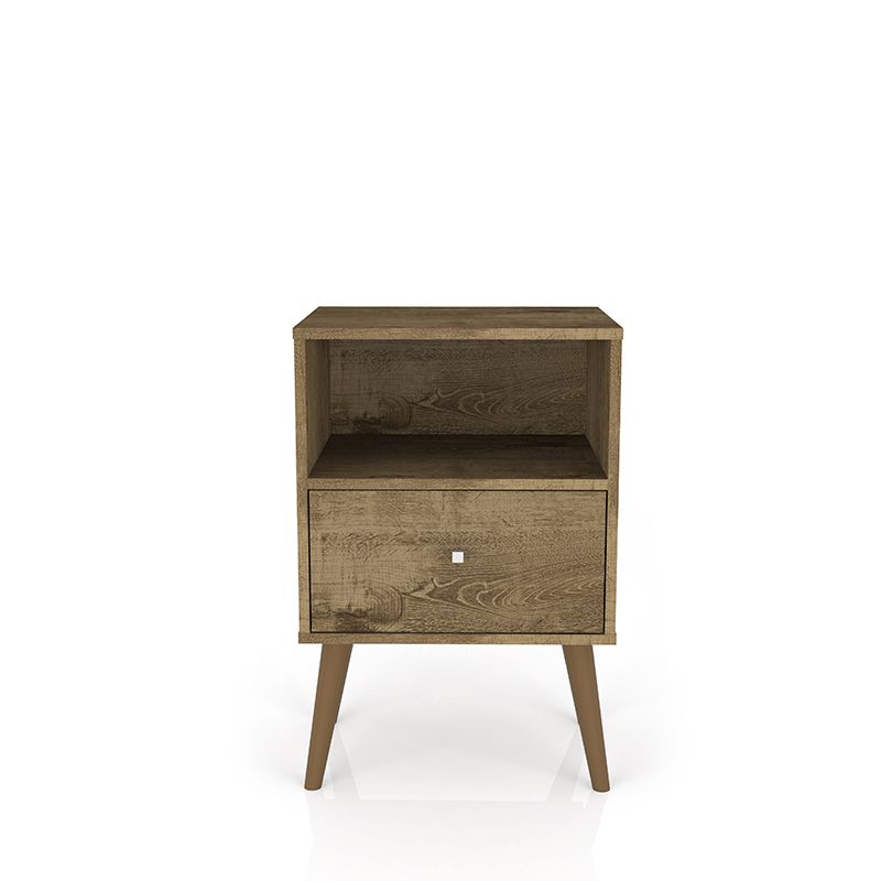 Liberty Mid-Century - Modern Nightstand 1.0 with 1 Cubby Space and 1 Drawer in Rustic Brown