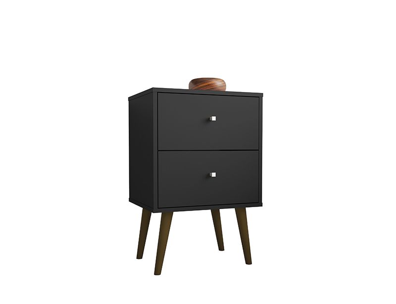 Liberty Mid-Century - Modern Nightstand 2.0 with 2 Full Extension Drawers in Black