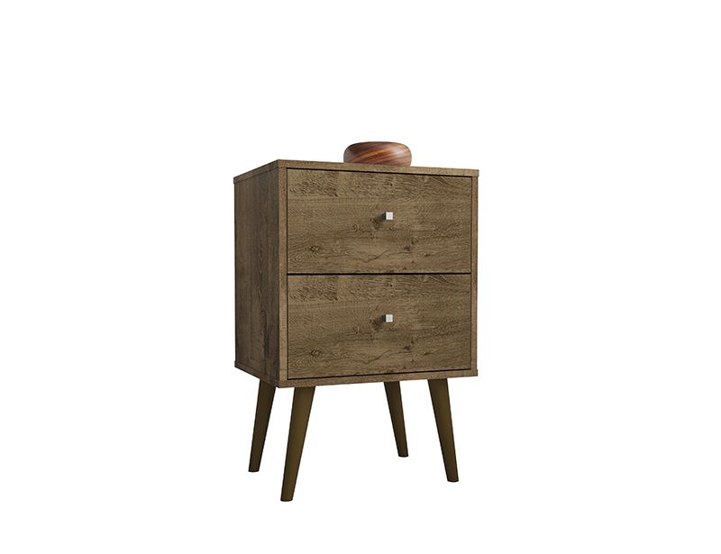 Liberty Mid-Century - Modern Nightstand 2.0 with 2 Full Extension Drawers in Rustic Brown