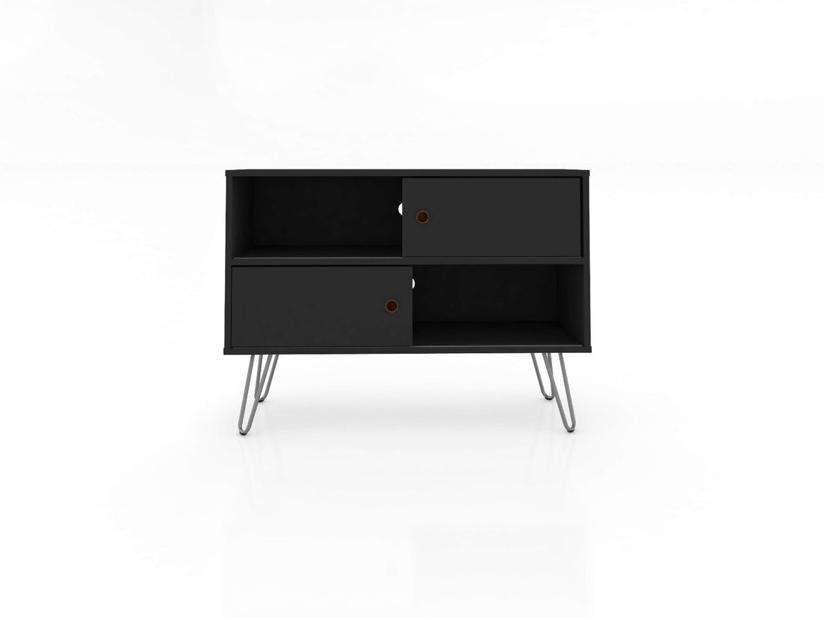Baxter Mid-Century- Modern 35.43" TV Stand with 4 Shelves in Black