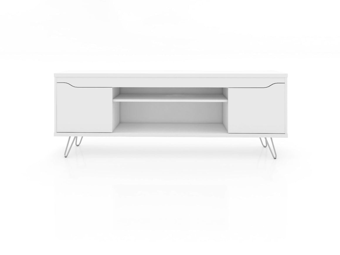 Baxter Mid-Century - Modern 62.99" TV Stand with 4 Shelves in White