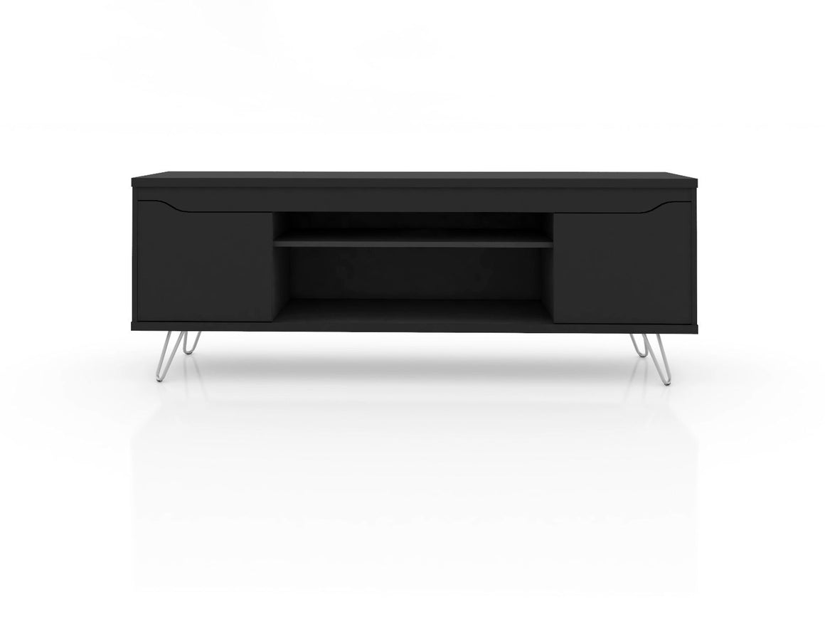 Baxter Mid-Century - Modern 62.99" TV Stand with 4 Shelves in Black