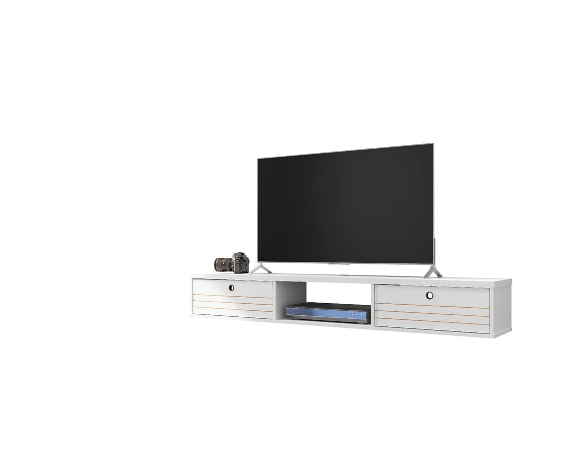 Liberty 62.99 Mid-Century Modern Floating Entertainment Center with 3 Shelves in White