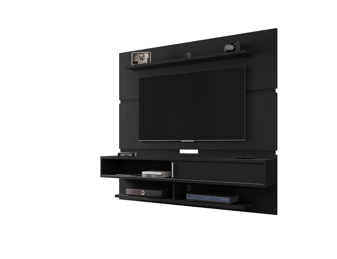 Astor 70.86 Modern Floating Entertainment Center 2.0 with Media and Décor Shelves in Black