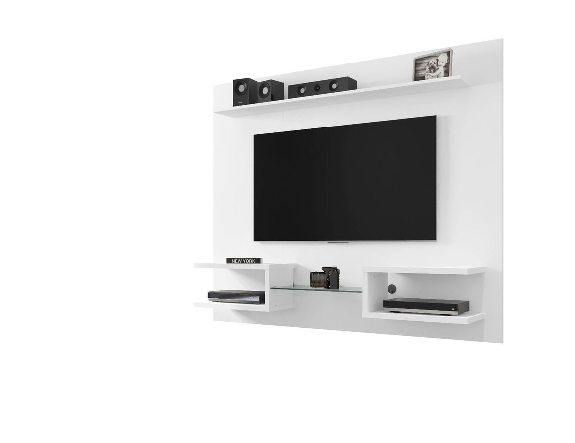 Plaza 64.25 Modern Floating Wall Entertainment Center with Display Shelves in White