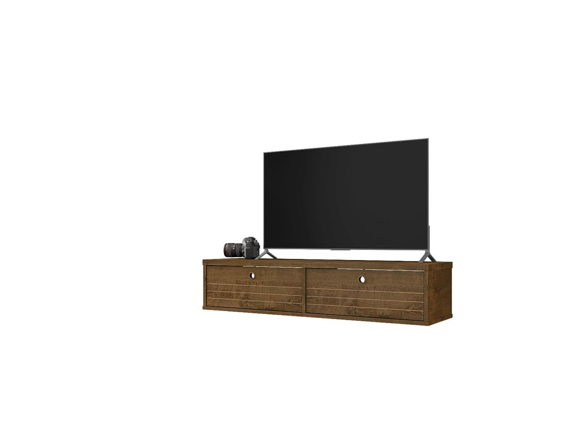 Liberty 42.28 Mid-Century Modern Floating Entertainment Center with 2 Shelves in Rustic Brown