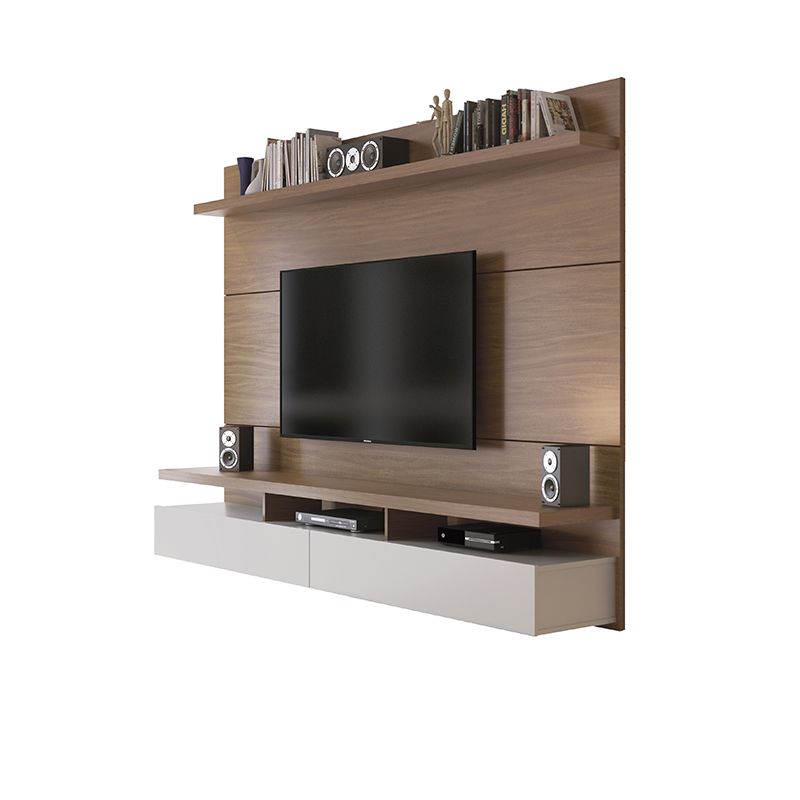 City 1.8 Floating Wall Theater Entertainment Center in Maple Cream and Off White