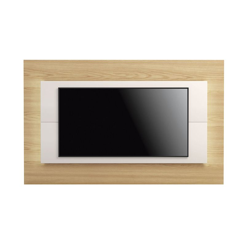 Sylvan 85.43" TV Panel with LED Lights in Nature Wood and Off White