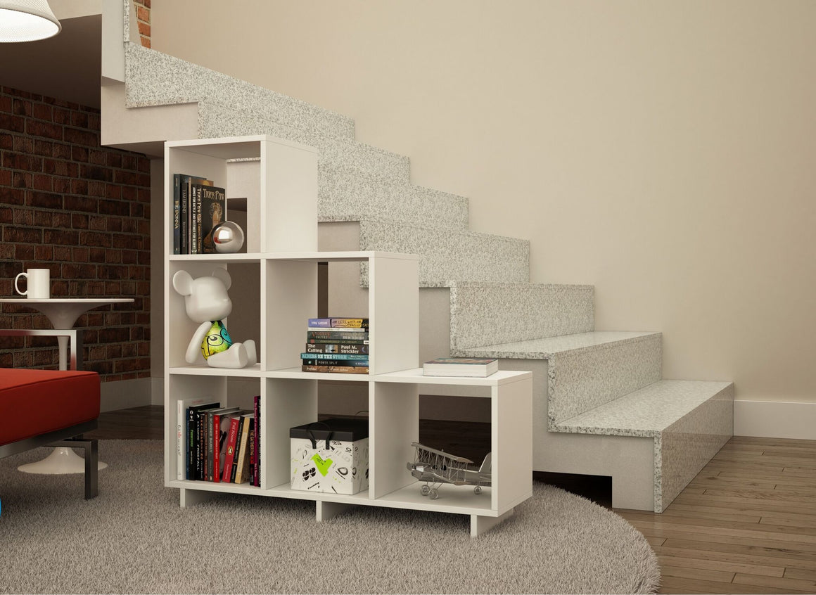 Cascavel Stair Cubbies with 6 shelves in White