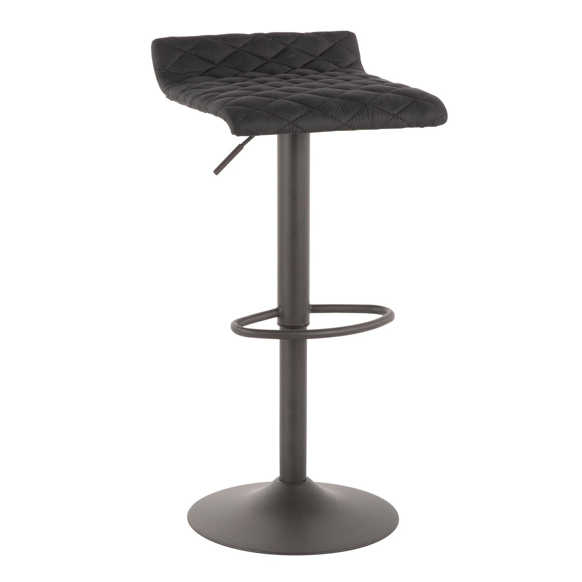 Cavale Industrial Barstool in Matte Grey and Black Cowboy Fabric by LumiSource