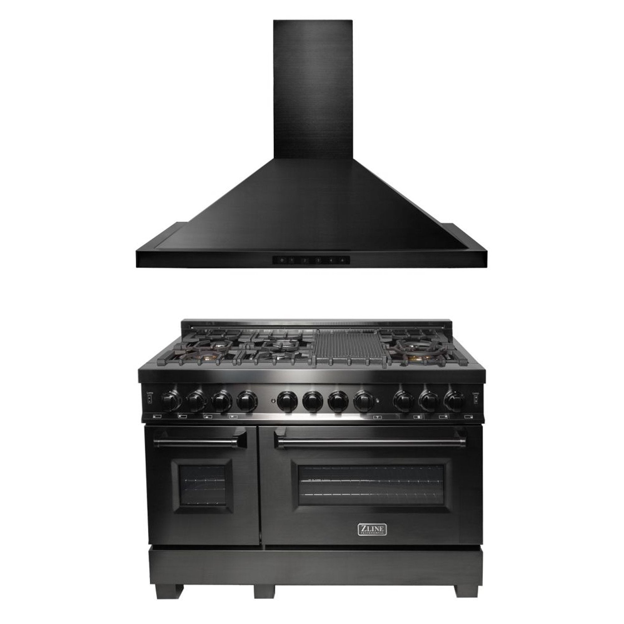 ZLINE 48 Kitchen Package with Black Stainless Steel Dual Fuel Range a -  HouseTie