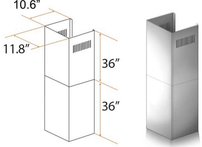 ZLINE 2 Piece Chimney Extension for 12ft Ceiling (2PCEXT-696)