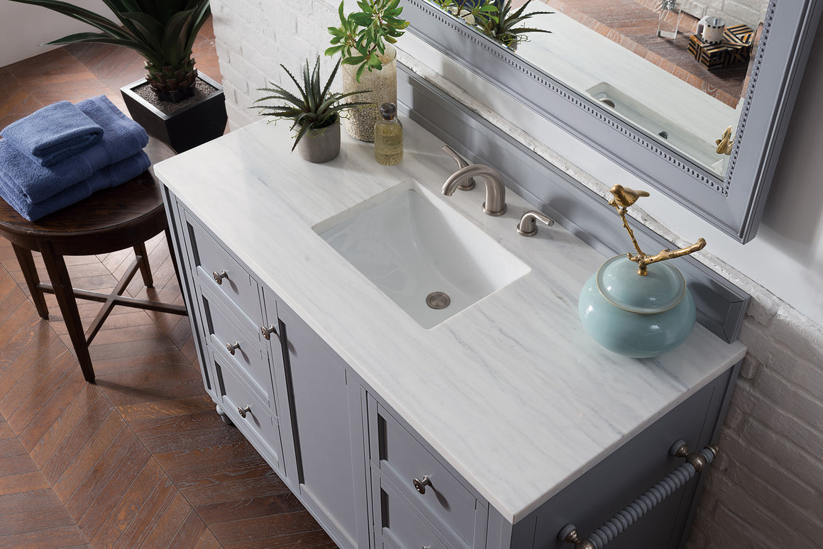 Copper Cove Encore 48" Single Vanity, Silver Gray with 3 CM Arctic Fall Solid Surface Top