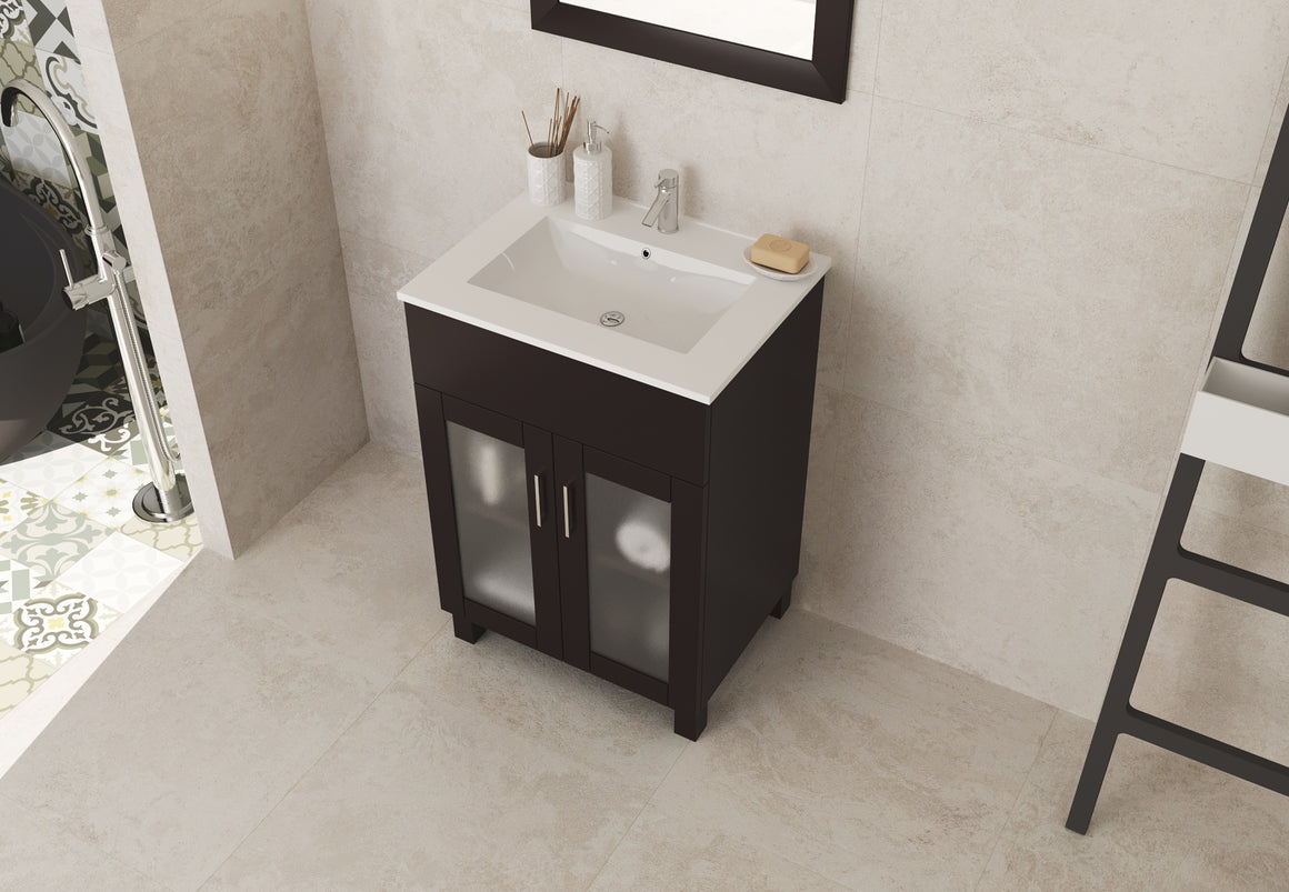 Nova 24 - Brown Cabinet + Ceramic Basin Countertop