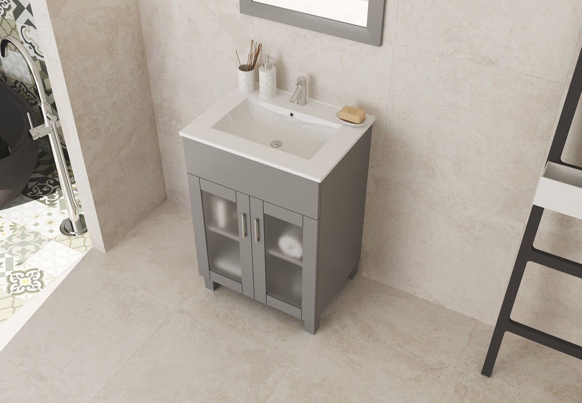 Nova 24 - Grey Cabinet + Ceramic Basin Countertop