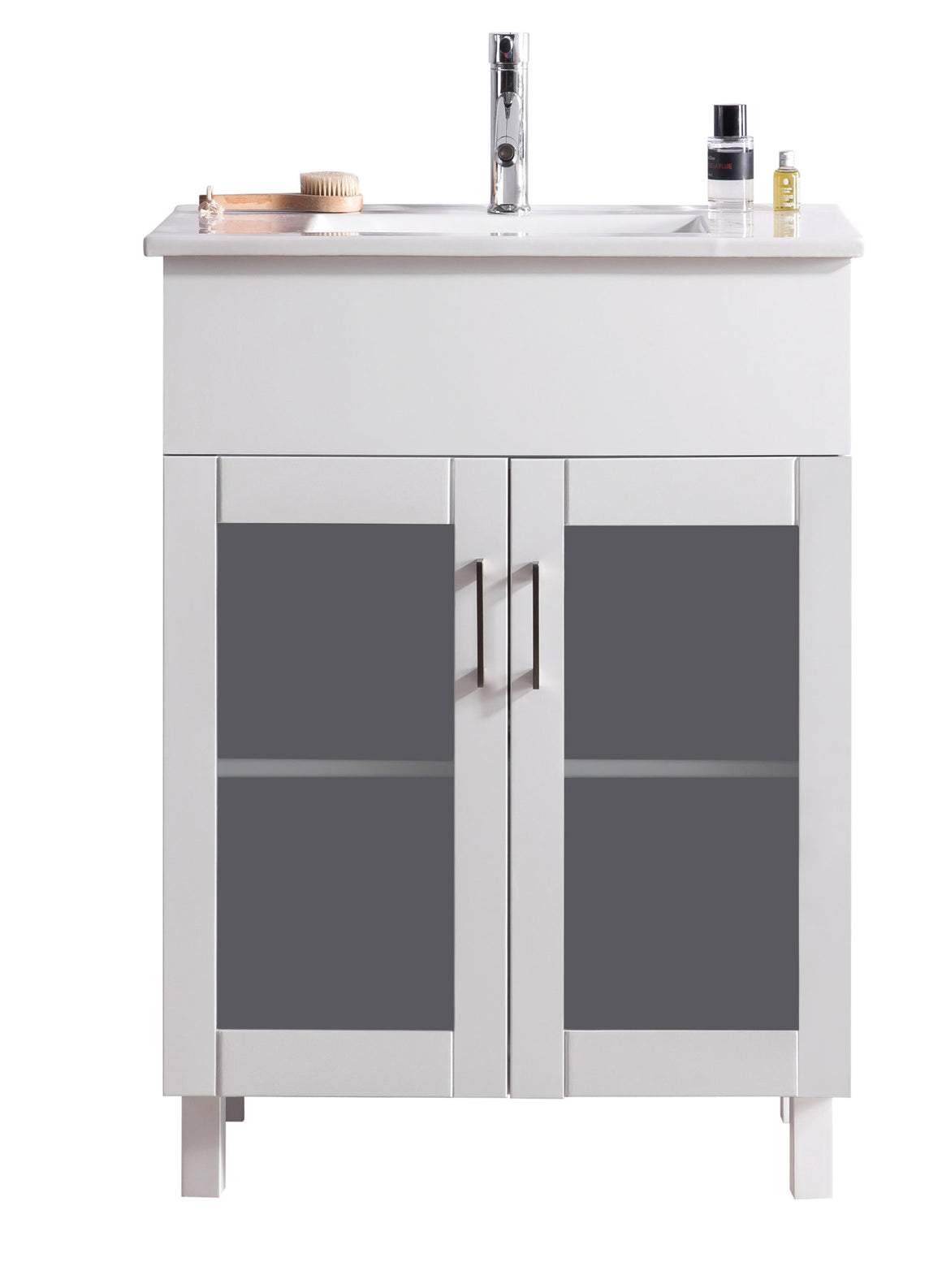 Nova 24 - White Cabinet + Ceramic Basin Countertop