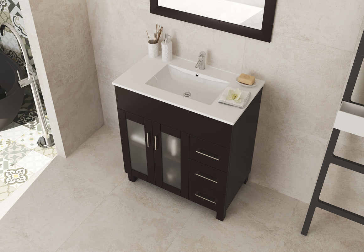 Nova 32 - Brown Cabinet + Ceramic Basin Countertop