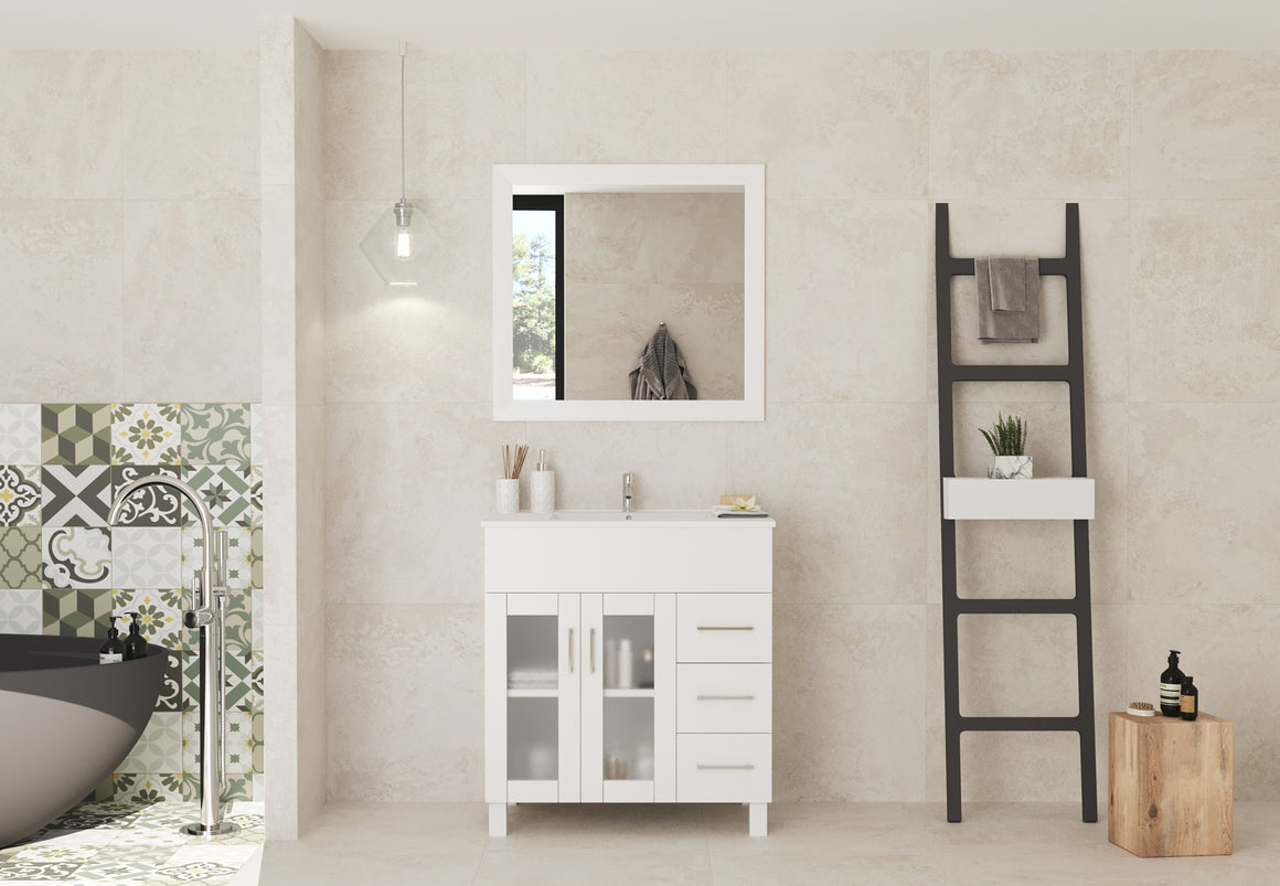 Nova 32 - White Cabinet + Ceramic Basin Countertop