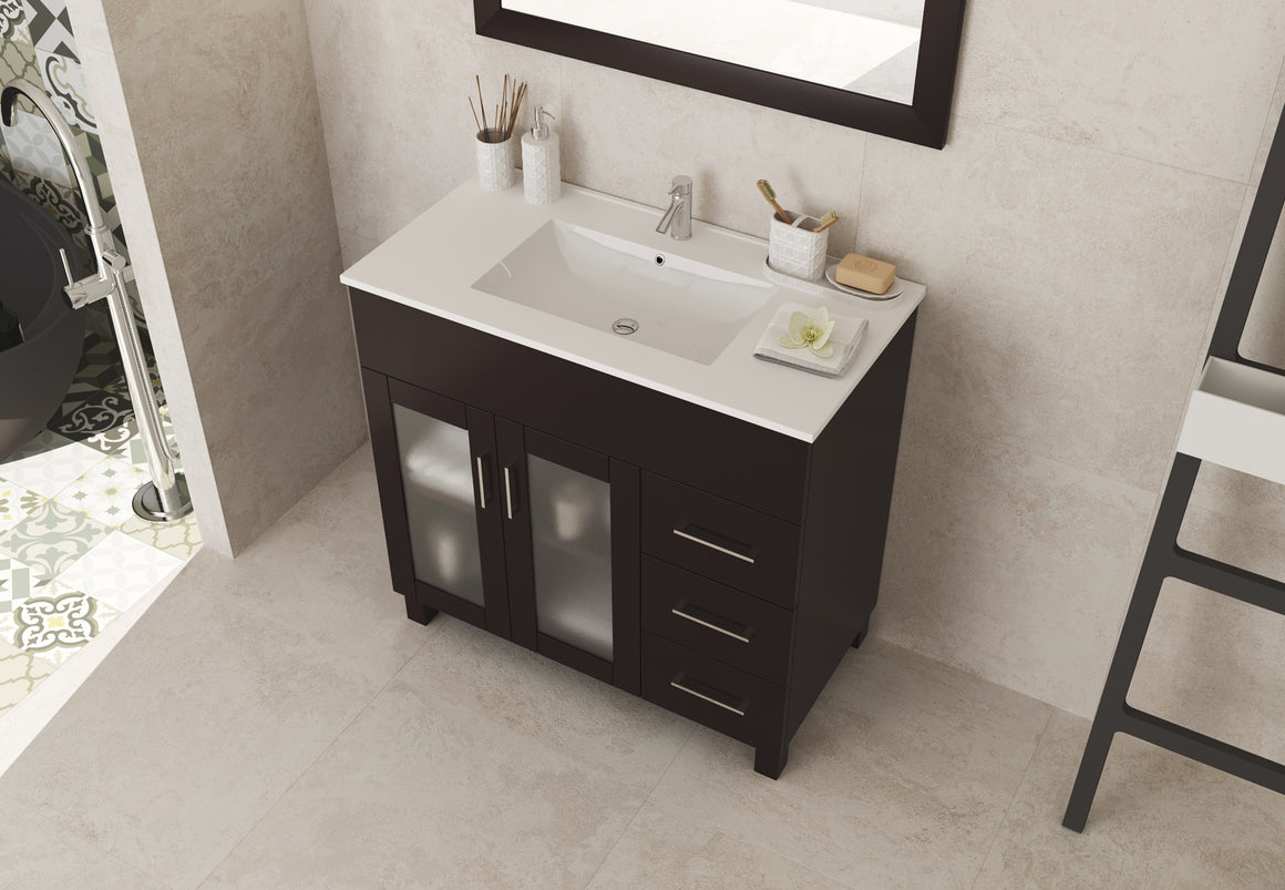 Nova 36 - Brown Cabinet + Ceramic Basin Countertop