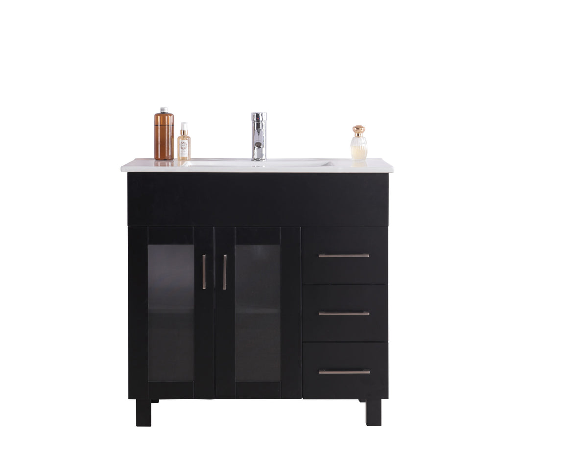 Nova 36 - Espresso Cabinet + Ceramic Basin Countertop