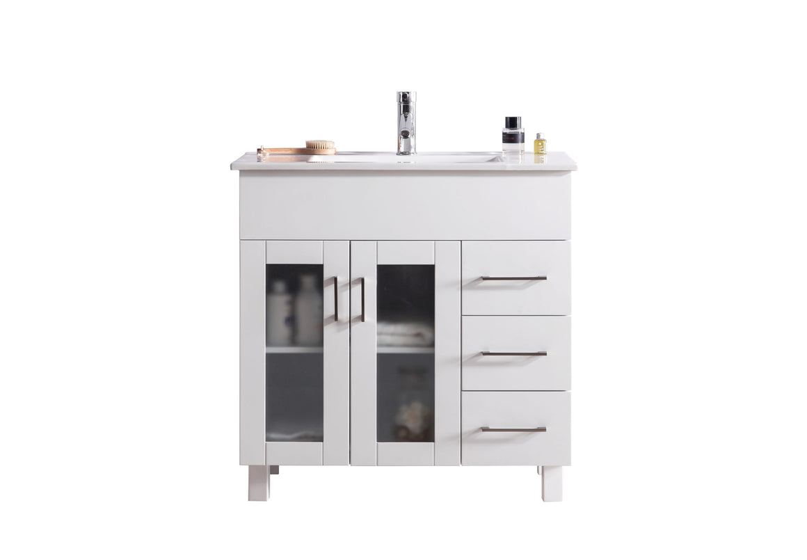 Nova 36 - White Cabinet + Ceramic Basin Countertop