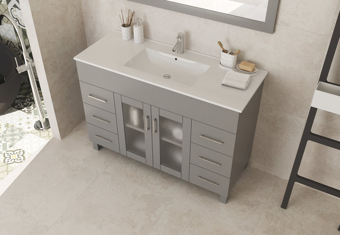Nova 48 - Grey Cabinet + Ceramic Basin Countertop