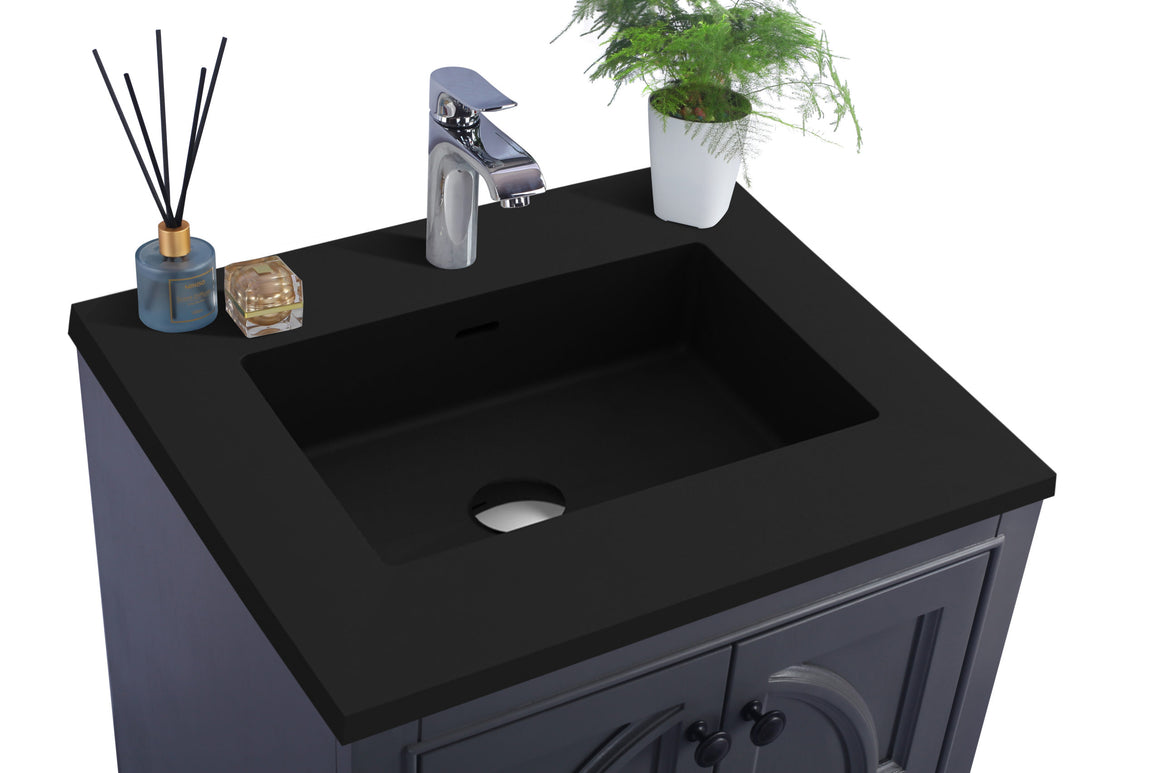 Odyssey - 24 - Maple Grey Cabinet + Matte Black VIVA Stone Solid Surface Countertop