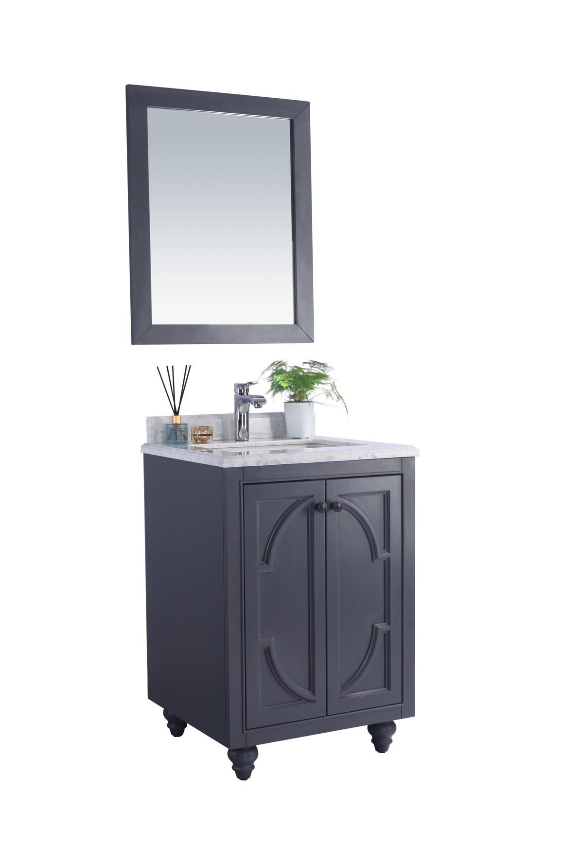 Odyssey - 24 - Maple Grey Cabinet + White Carrara Marble Countertop