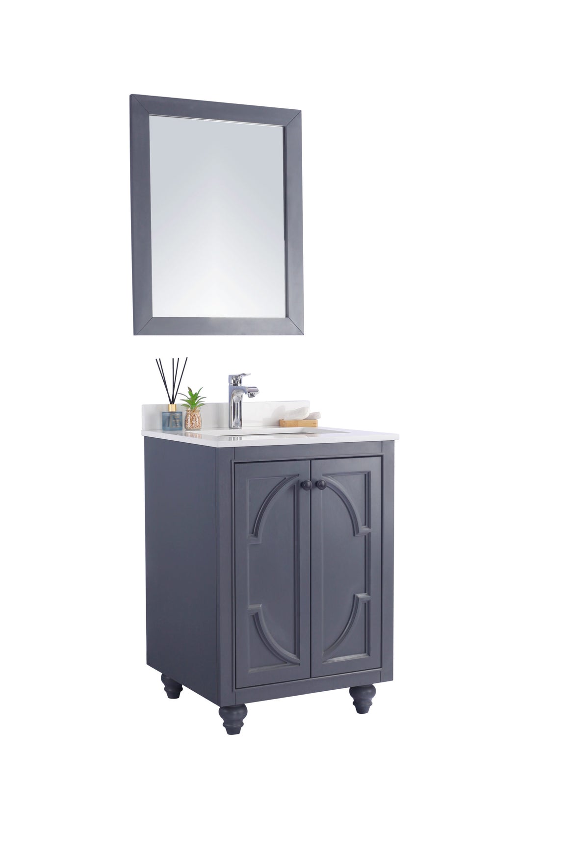 Odyssey - 24 - Maple Grey Cabinet + White Quartz Countertop