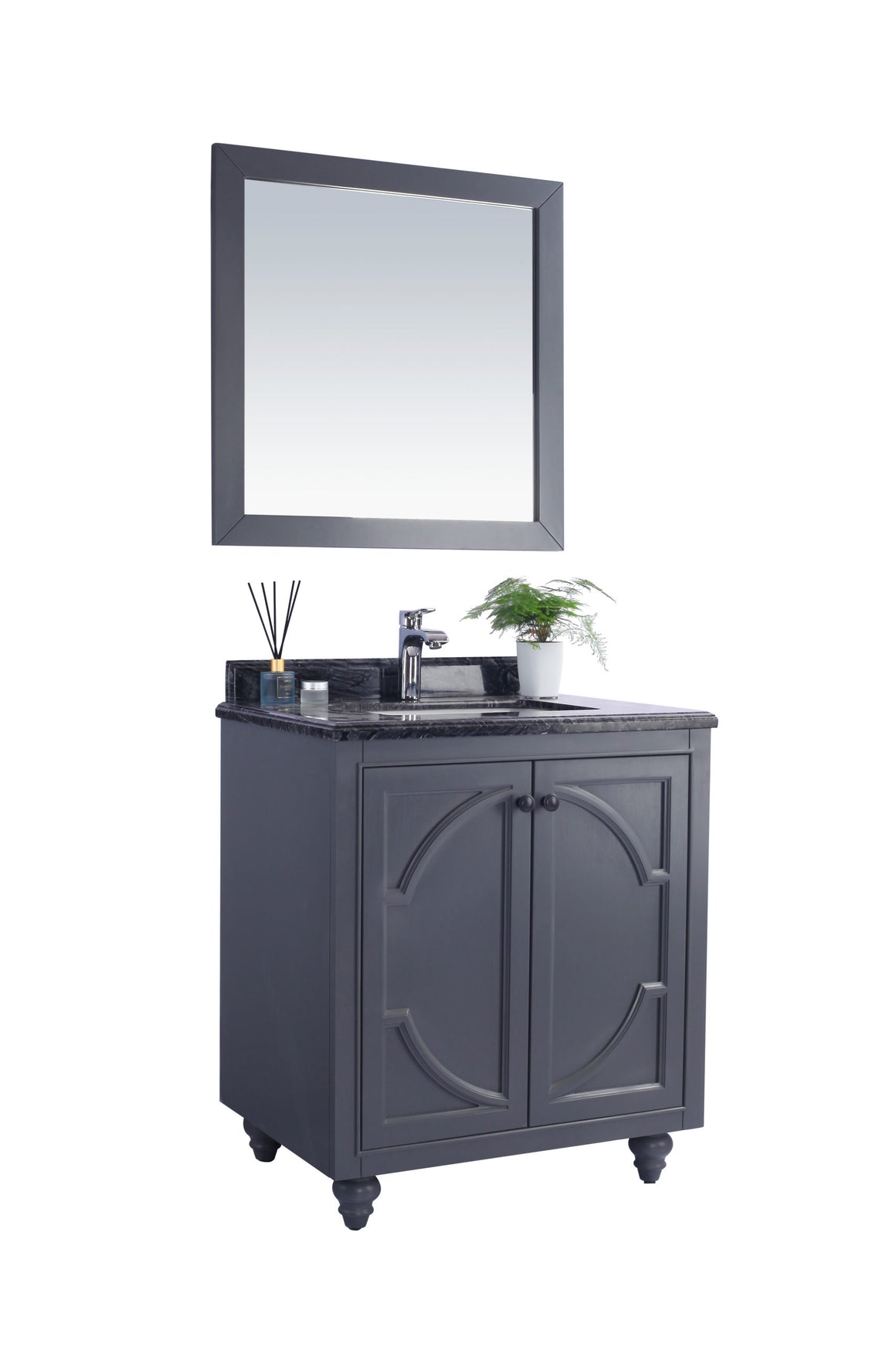 Odyssey - 30 - Maple Grey Cabinet + Black Wood Marble Countertop