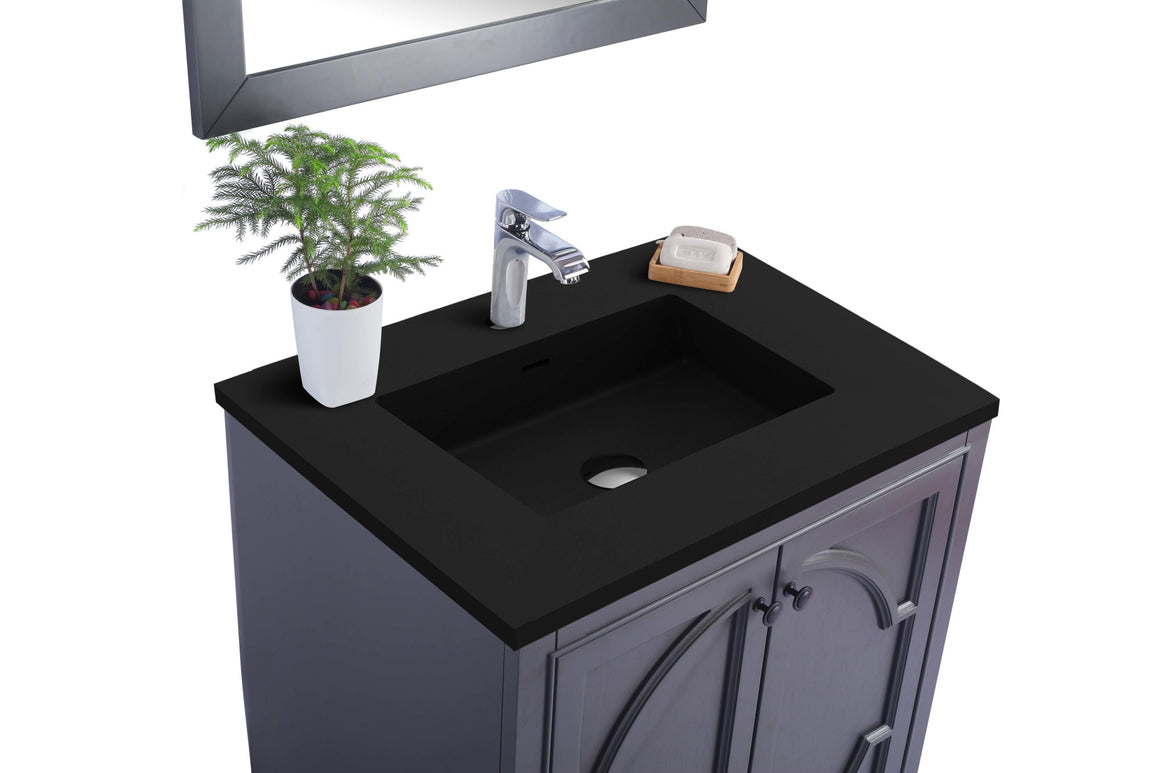 Odyssey - 30 - Maple Grey Cabinet + Matte Black VIVA Stone Solid Surface Countertop