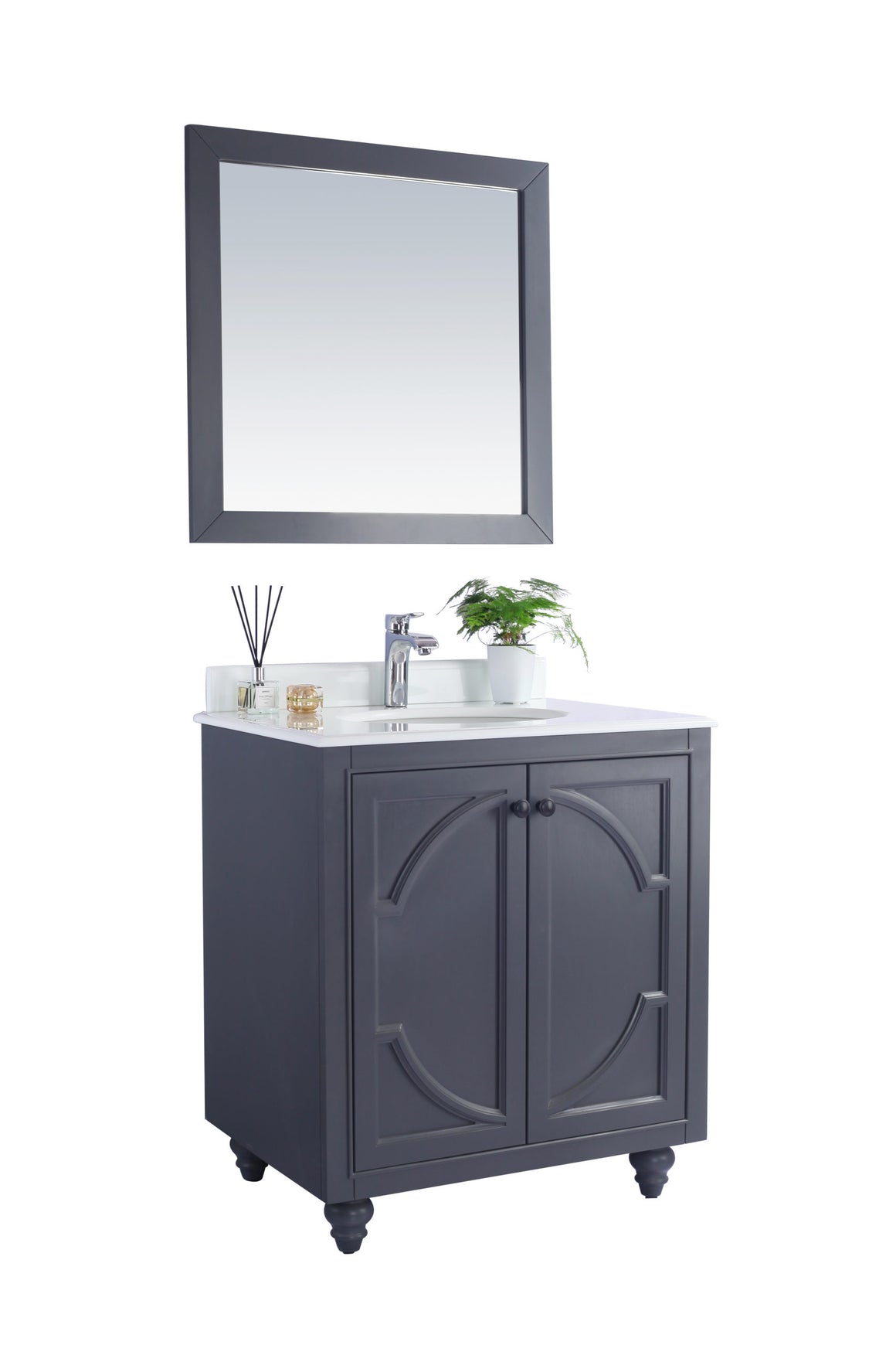 Odyssey - 30 - Maple Grey Cabinet + Pure White Phoenix Stone Countertop