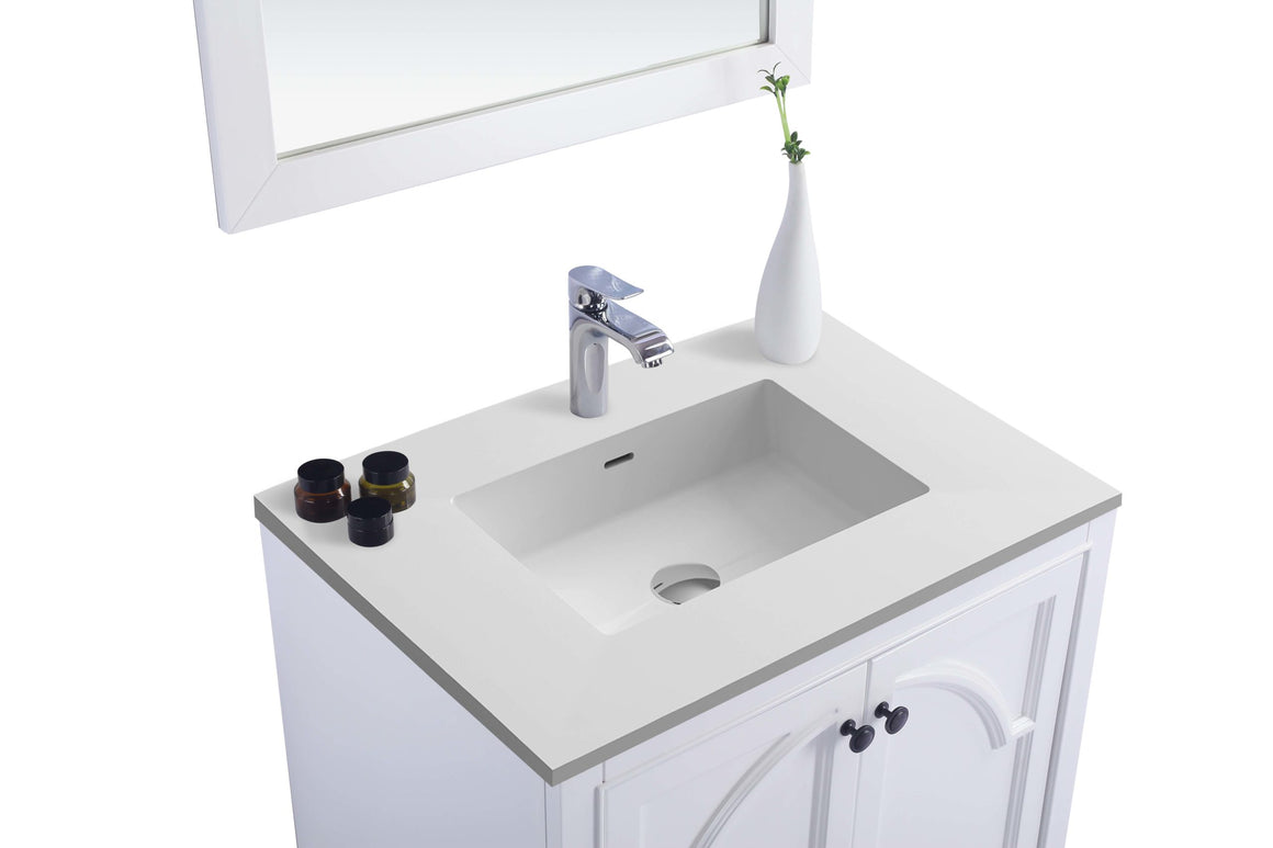 Odyssey - 30 - White Cabinet + Matte White VIVA Stone Solid Surface Countertop