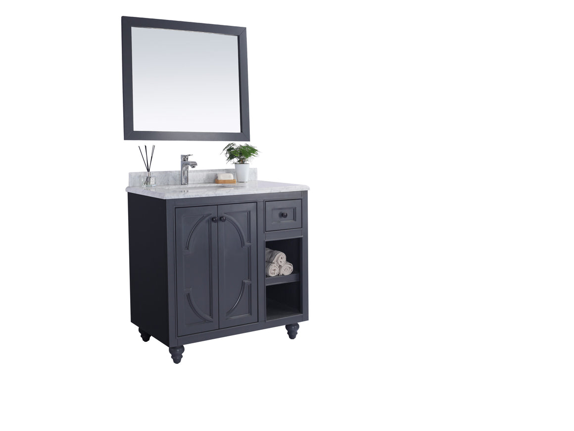 Odyssey - 36 - Maple Grey Cabinet + White Carrara Marble Countertop