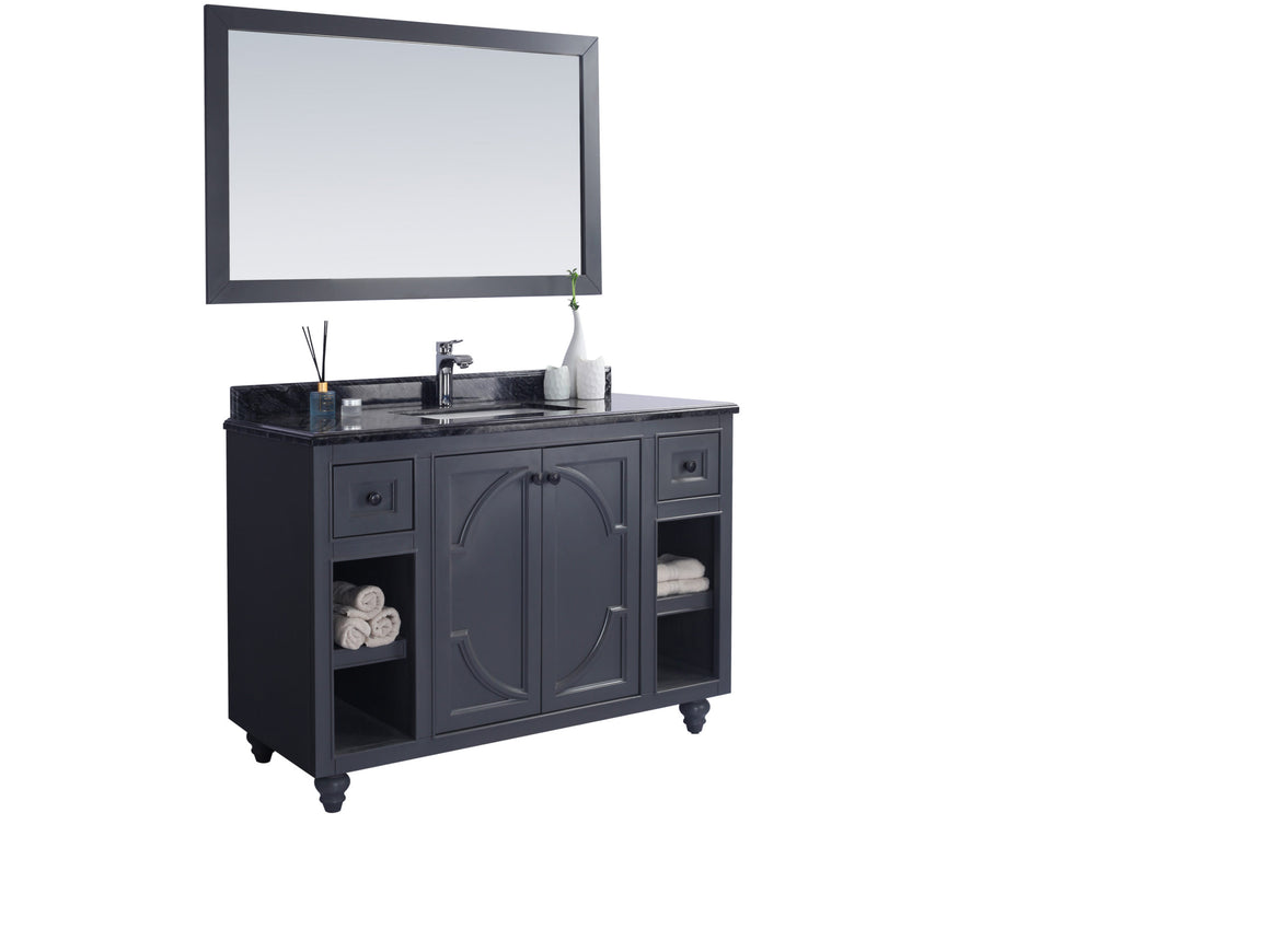 Odyssey - 48 - Maple Grey Cabinet + Black Wood Marble Countertop