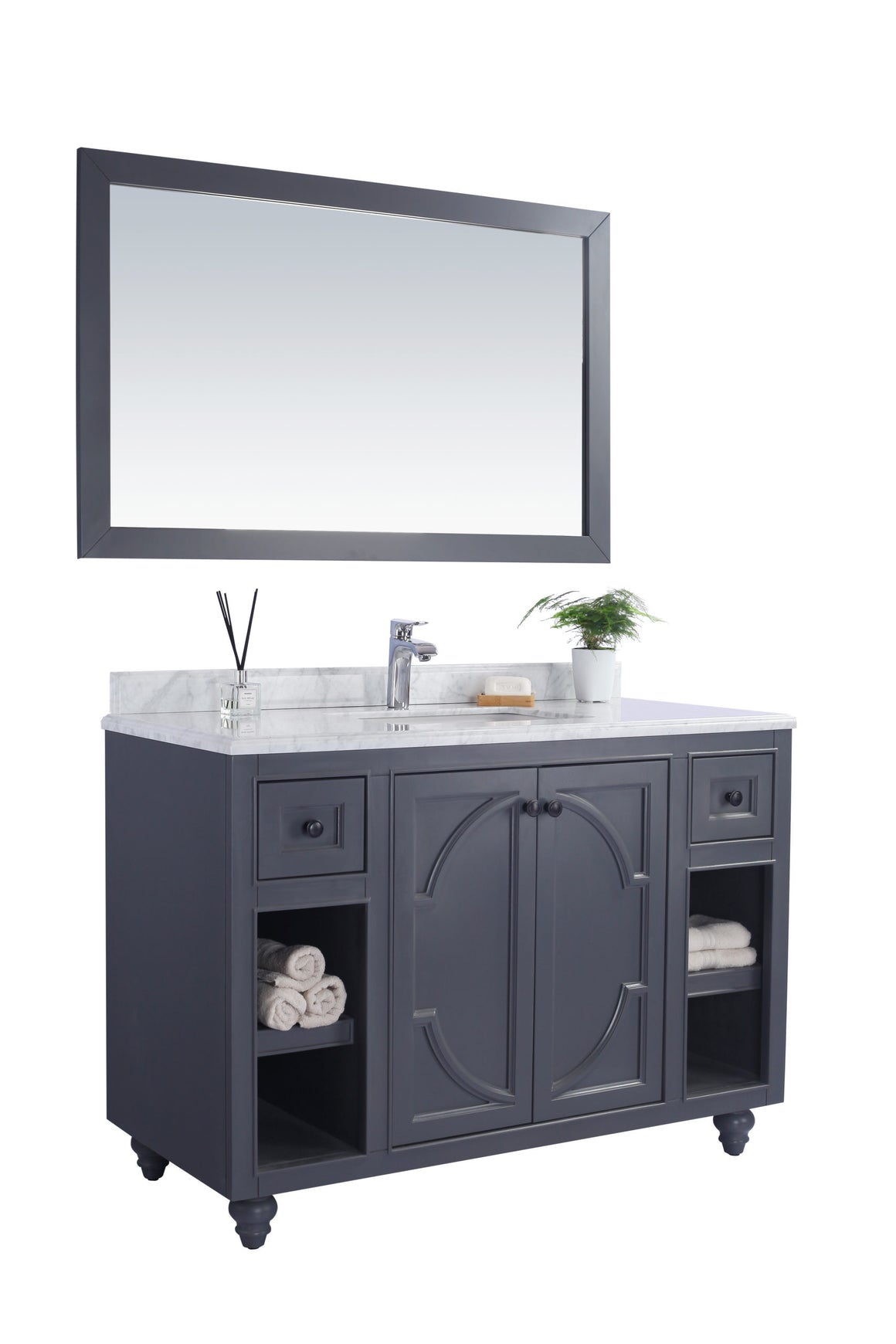 Odyssey - 48 - Maple Grey Cabinet + White Carrara Marble Countertop