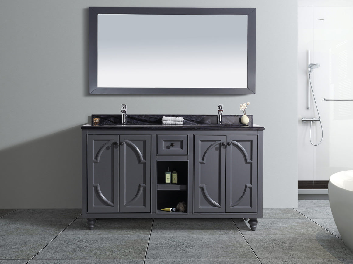Odyssey - 60 - Maple Grey Cabinet + Black Wood Marble Countertop