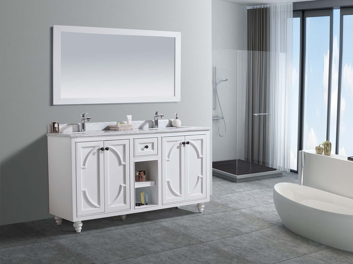 Odyssey - 60 - White Cabinet + White Carrara Marble Countertop