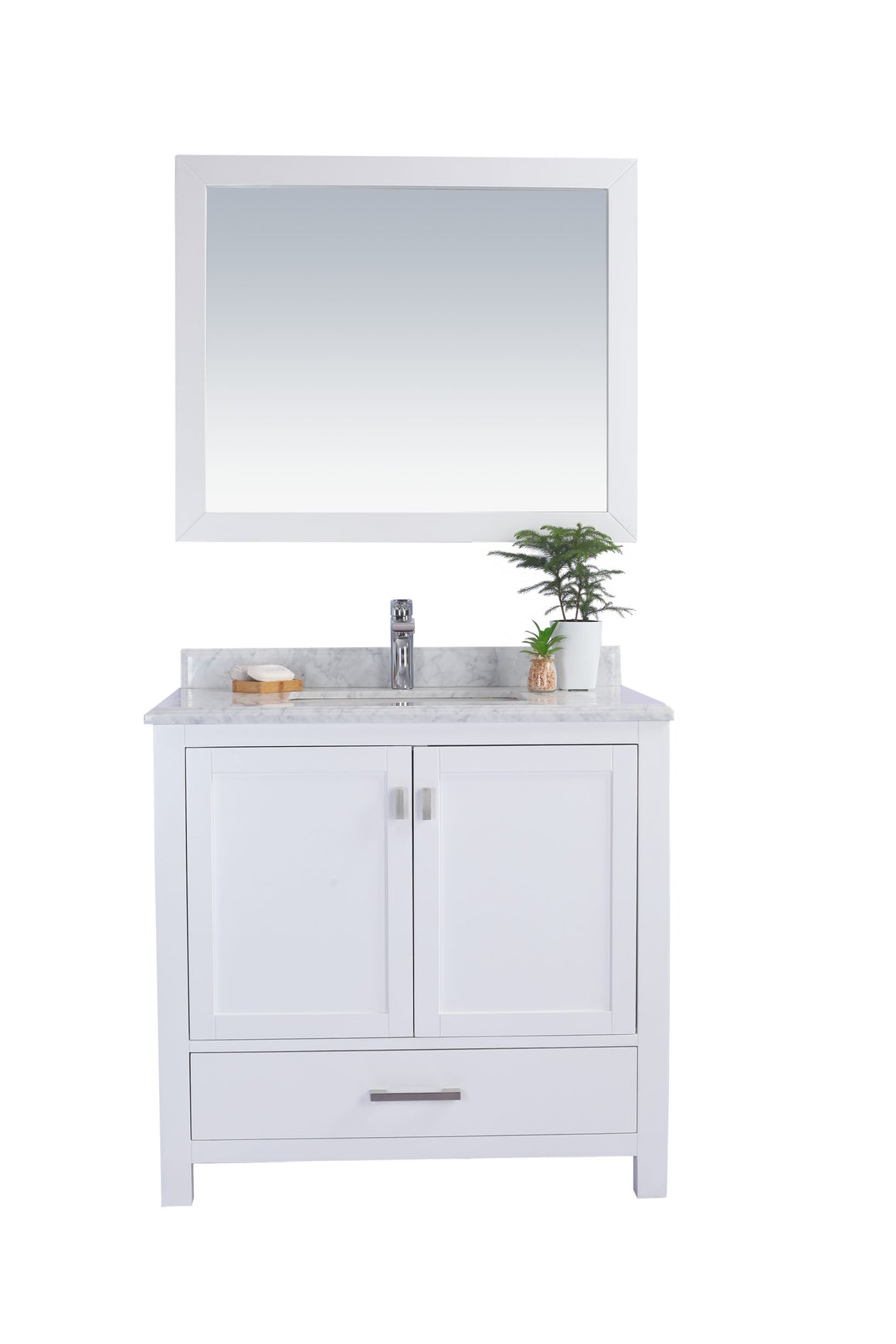 Wilson 36 - White Cabinet + White Carrara Marble Countertop