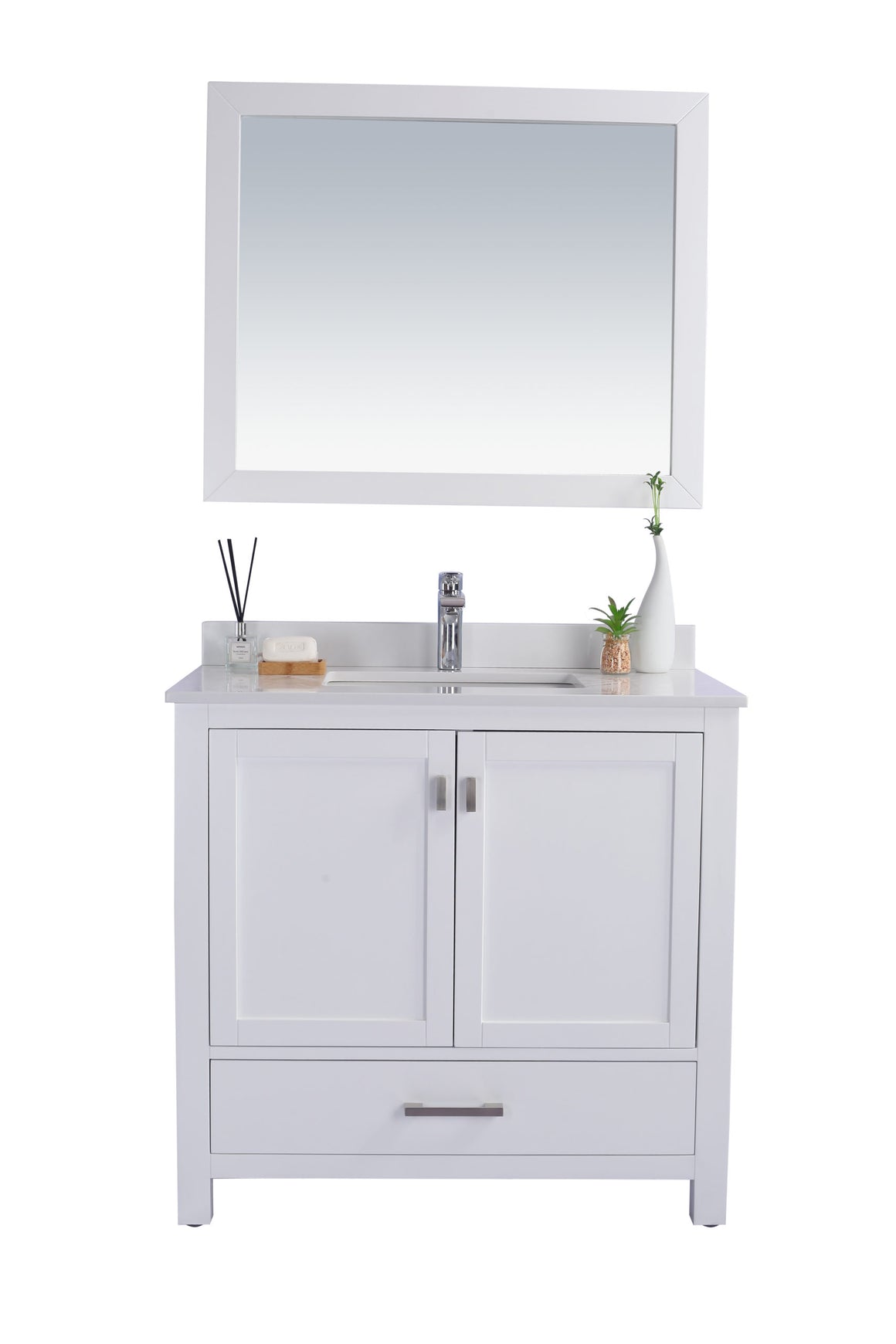 Wilson 36 - White Cabinet + White Quartz Countertop