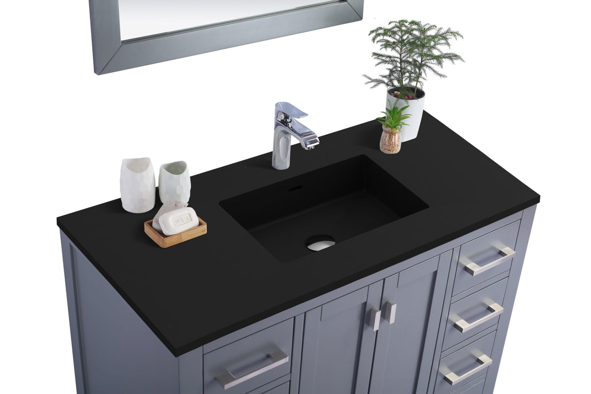 Wilson 42 - Grey Cabinet + Matte Black VIVA Stone Solid Surface Countertop