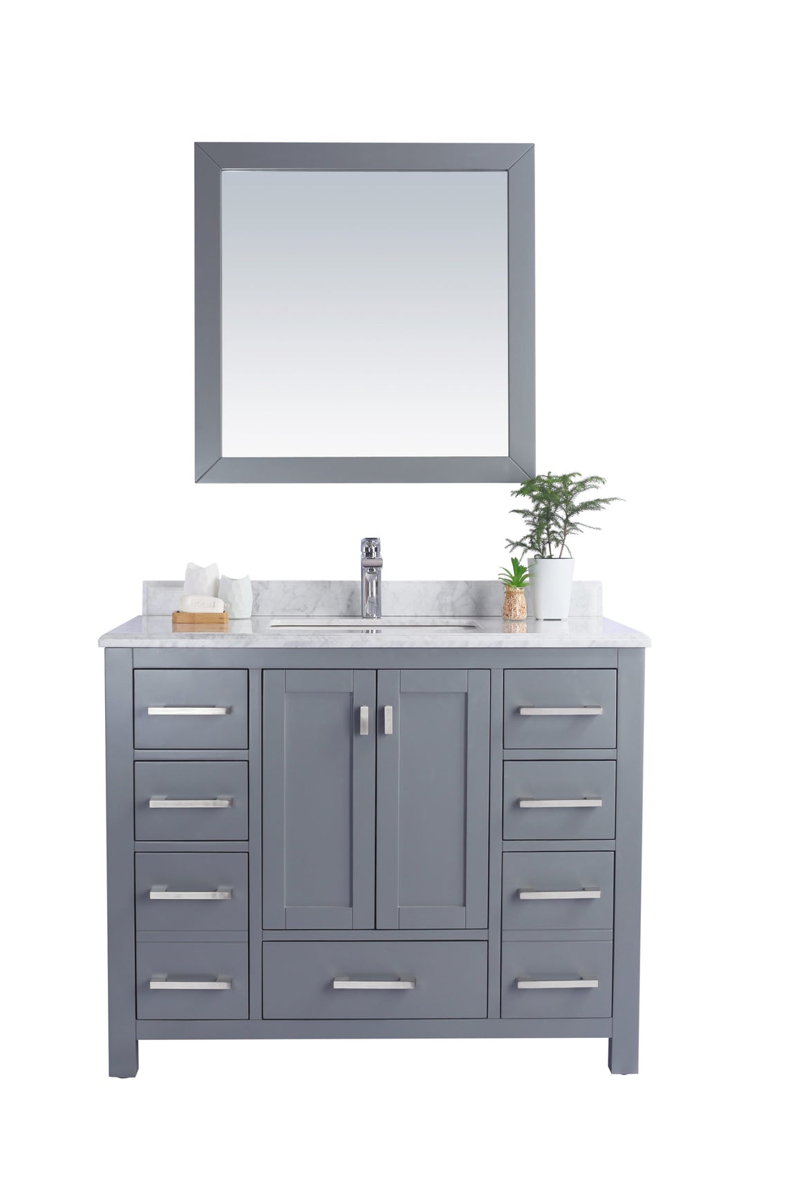 Wilson 42 - Grey Cabinet + White Carrara Marble Countertop