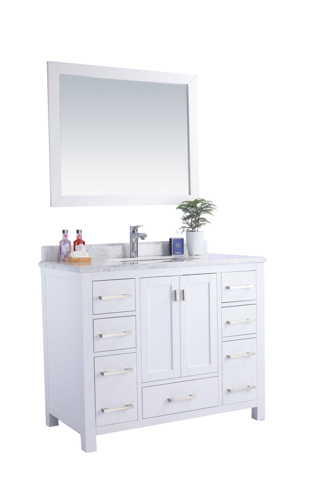 Wilson 42 - White Cabinet + White Carrara Marble Countertop