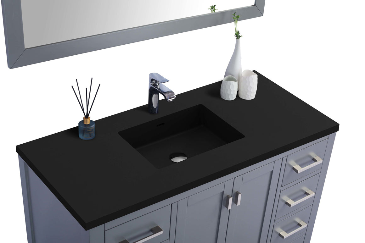 Wilson 48 - Grey Cabinet + Matte Black VIVA Stone Solid Surface Countertop