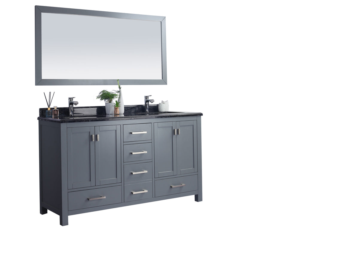 Wilson 60 - Grey Cabinet + Black Wood Marble Countertop