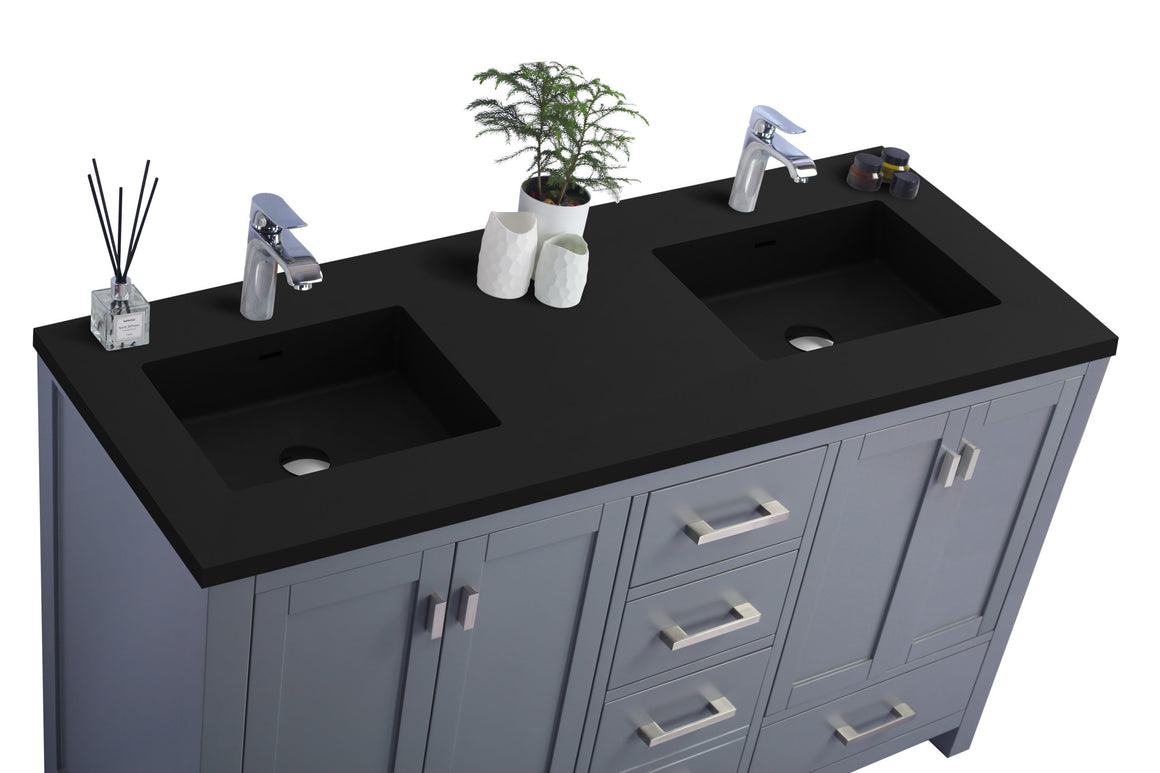 Wilson 60 - Grey Cabinet + Matte Black VIVA Stone Solid Surface Countertop