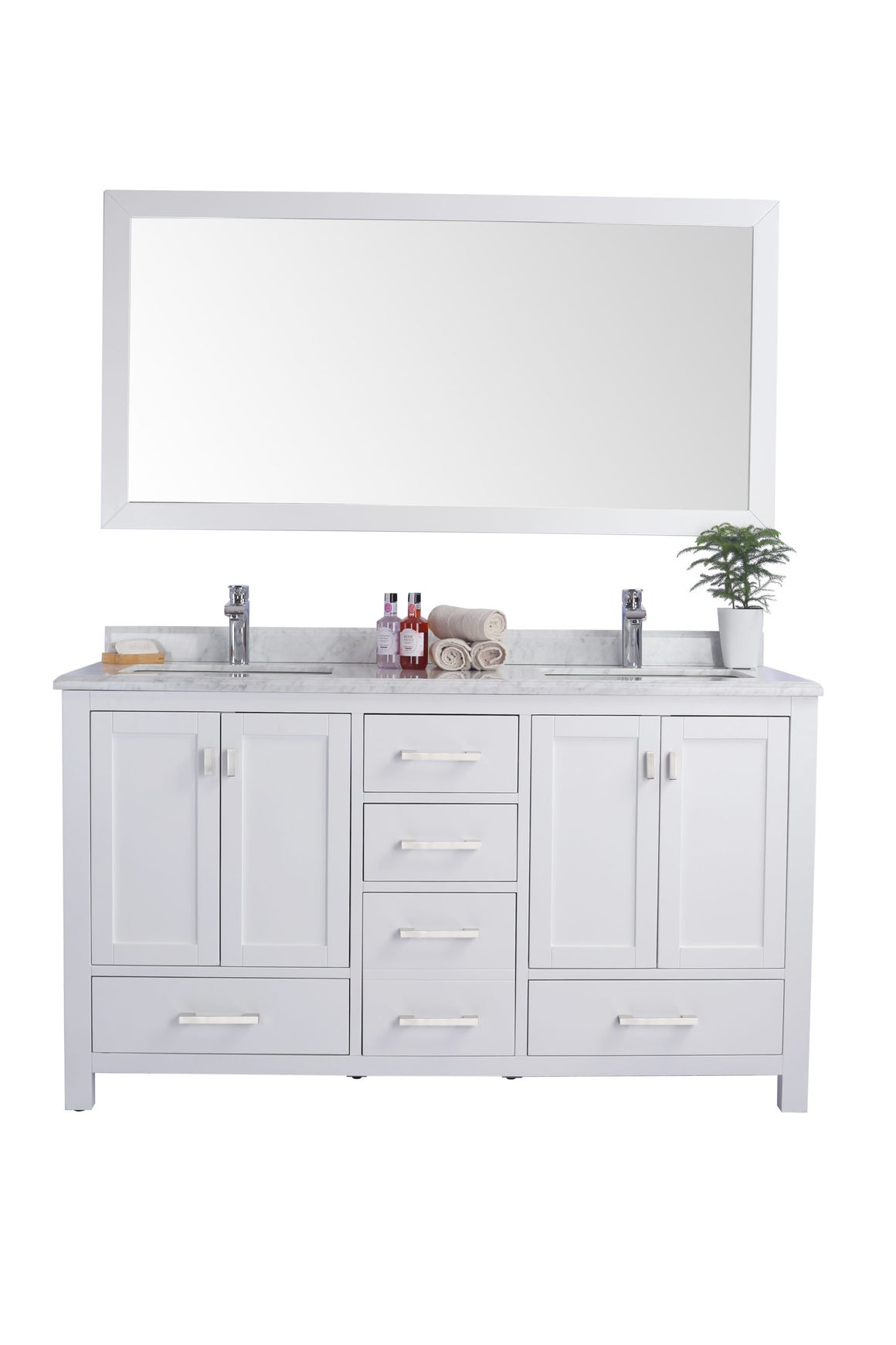 Wilson 60 - White Cabinet + White Carrara Marble Countertop