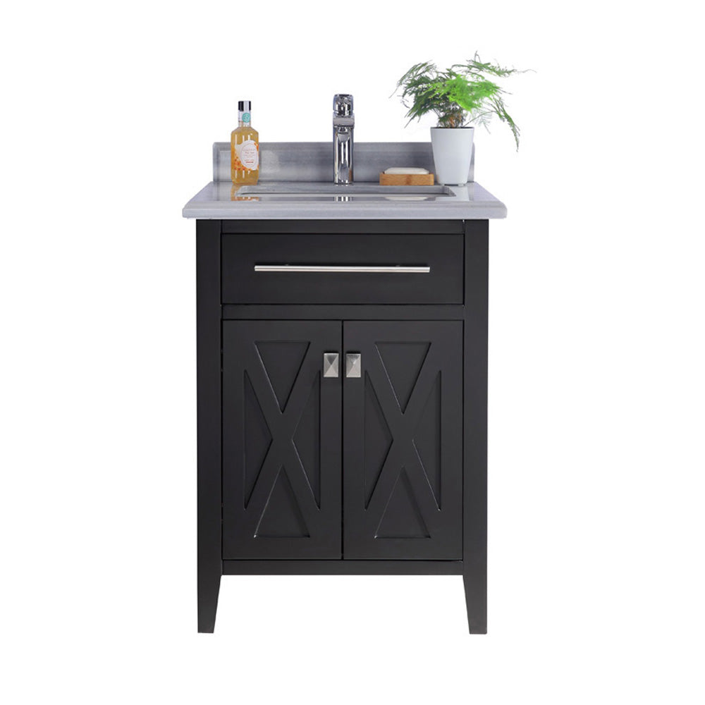 Wimbledon - 24 - Espresso Cabinet + White Stripes Marble Countertop