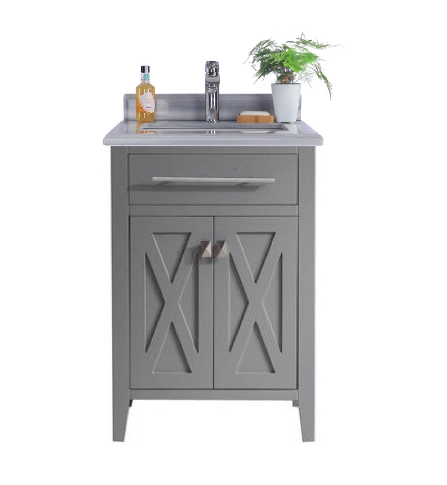 Wimbledon - 24 - Grey Cabinet + White Stripes Marble Countertop