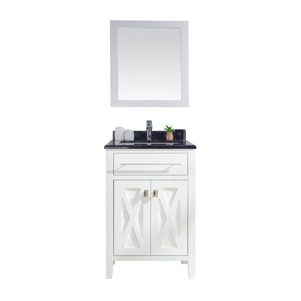 Wimbledon - 24 - White Cabinet + Black Wood Marble Countertop